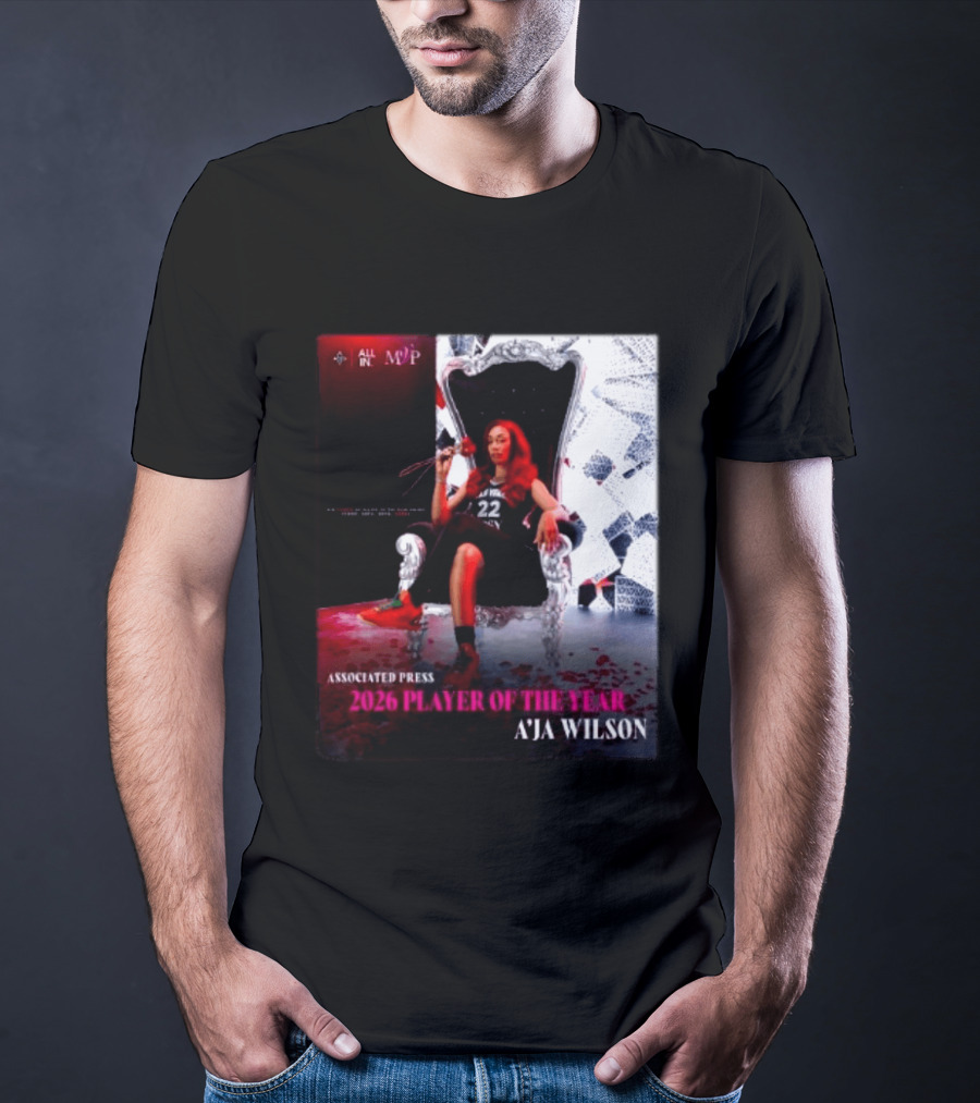 Las Vegas Aces A'ja Wilson 2026 Player Of The Year Associated Press MVP All T-Shirt