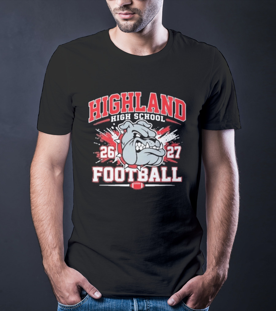 Bulldog Highland High School Football 26 27 T-Shirt