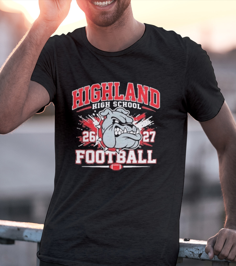Bulldog Highland High School Football 26 27 T-Shirt