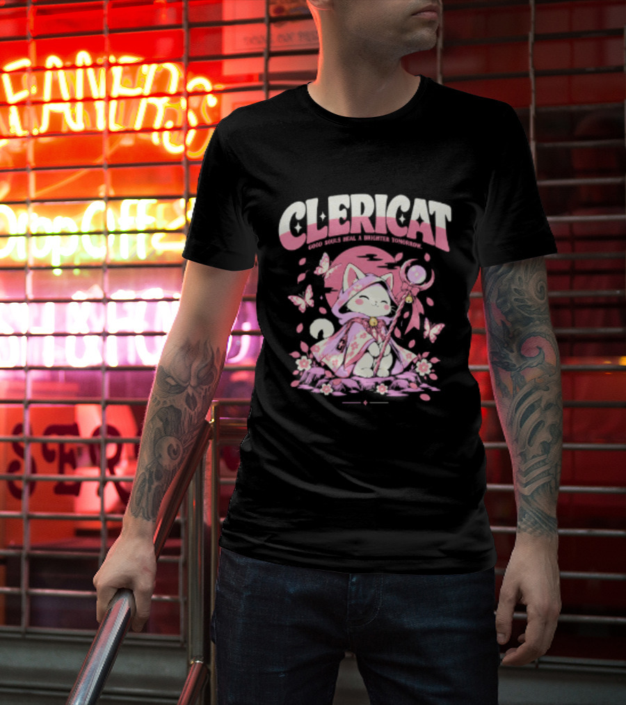 Clericat Good Souls Heal A Brighter Tomorrow Butterfly Blossoms T-Shirt