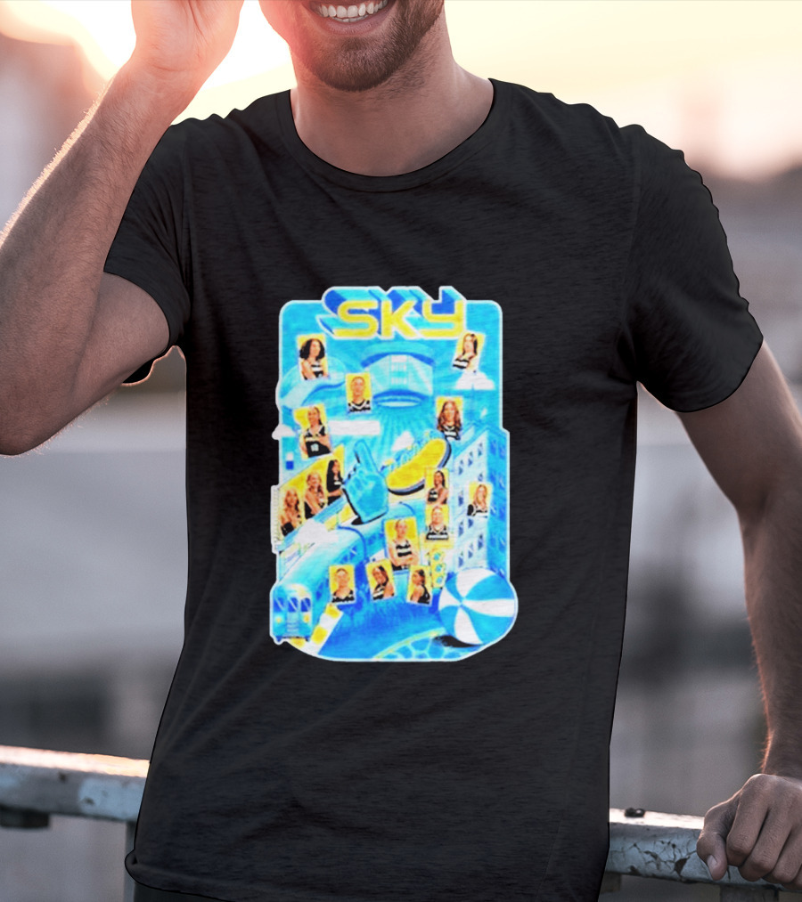 Chicago Sky WNBA 2026 Appreciation Night Black Team Celebration Skyline T-Shirt