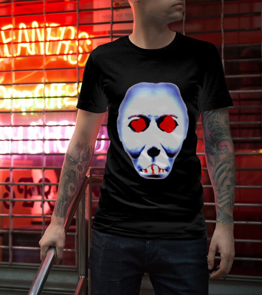 Creepy Alien Face With Red Eyes And Bread Teeth Surrealistic T-Shirt