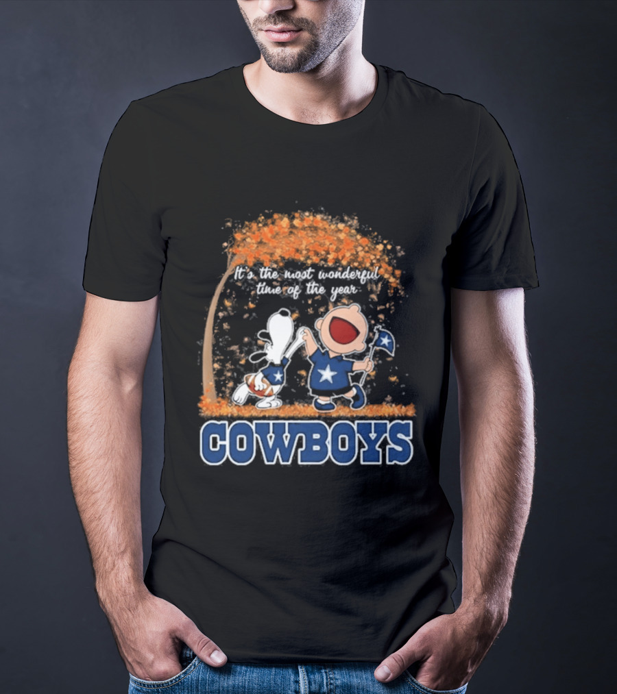Dallas Cowboys Snoopy Charlie Brown Dancing Most Wonderful Time Of The Year 2026 T-Shirt
