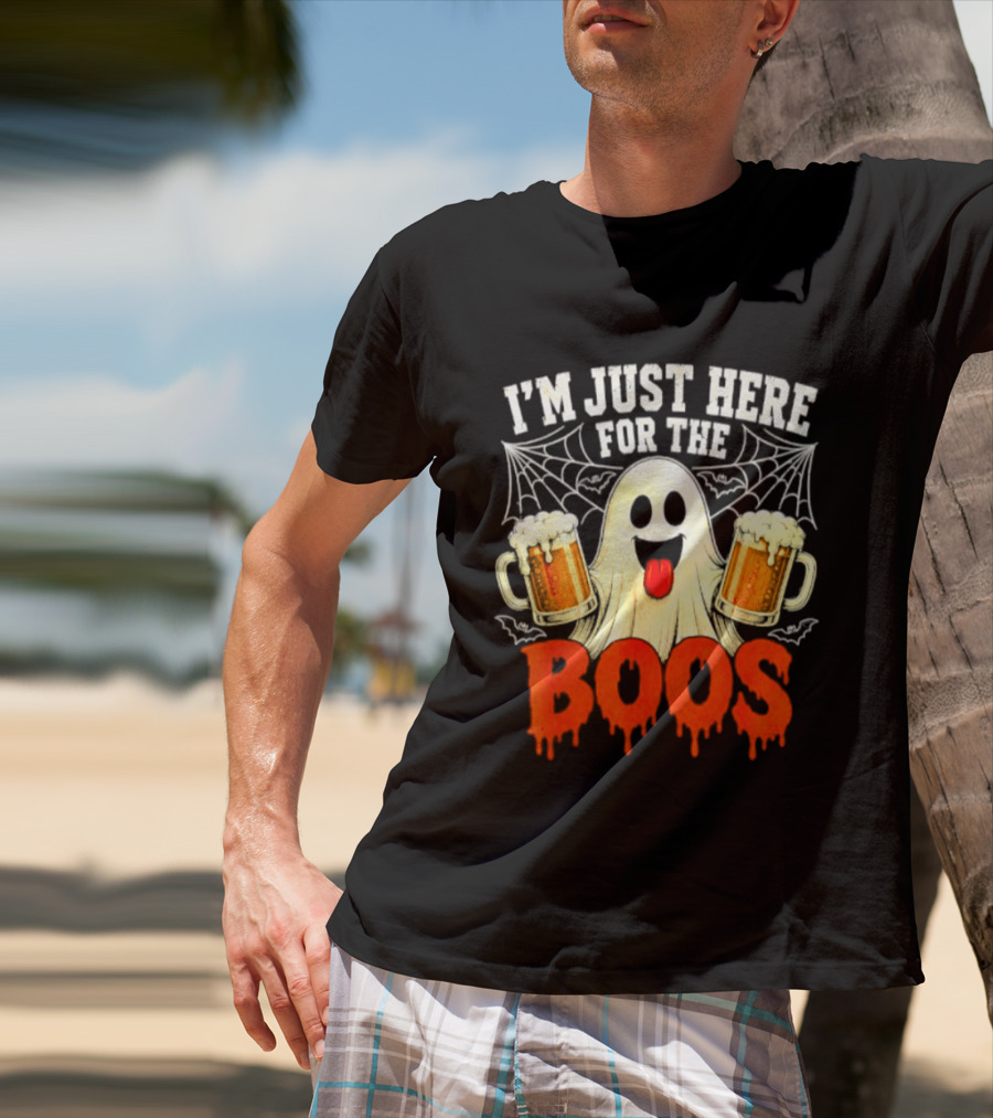 I'm Just Here For The Boos Ghost With Beer S Halloween T-Shirt