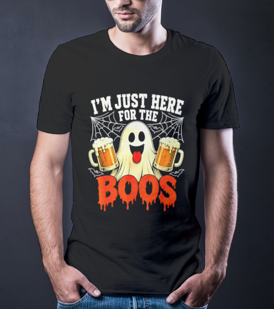 I'm Just Here For The Boos Ghost With Beer S Halloween T-Shirt