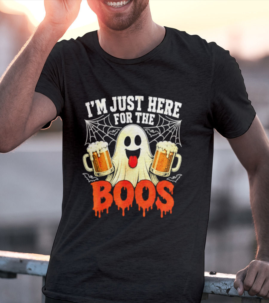 I'm Just Here For The Boos Ghost With Beer S Halloween T-Shirt