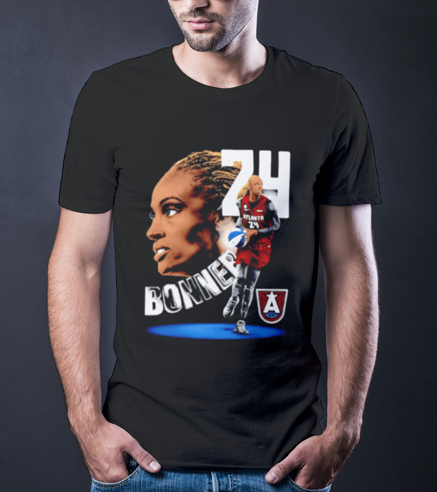Dewanna Bonner 24 Atlanta Dream WNBA Basketball Player Portrait And Action T-Shirt