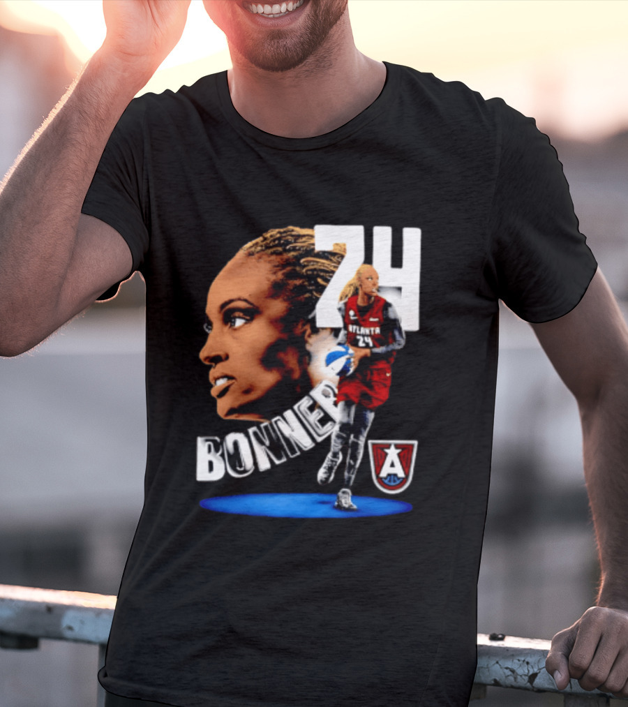 Dewanna Bonner 24 Atlanta Dream WNBA Basketball Player Portrait And Action T-Shirt