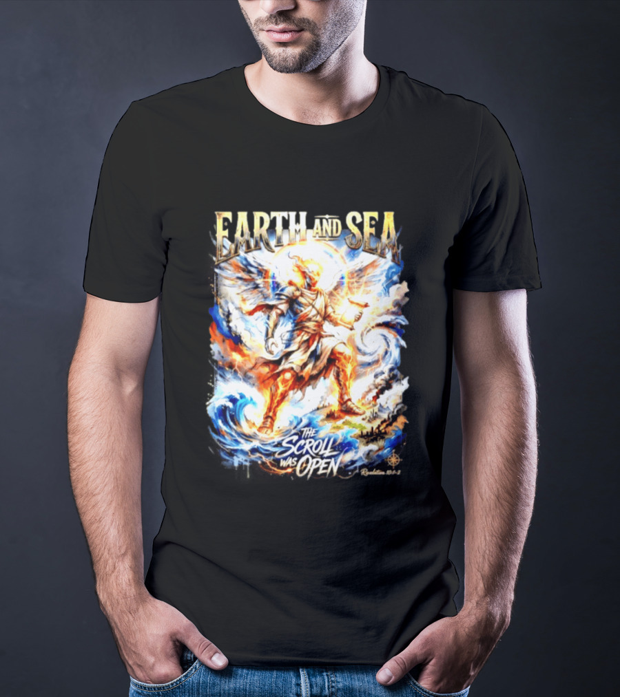 Earth And Sea Angelic Revelation The Scroll Was Open Revelation 10 1 2 T-Shirt