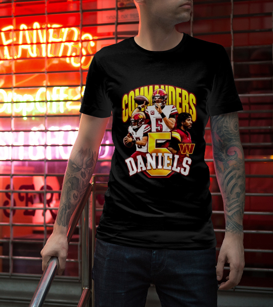 Commander Football Number 5 Jayden Daniels W T-Shirt
