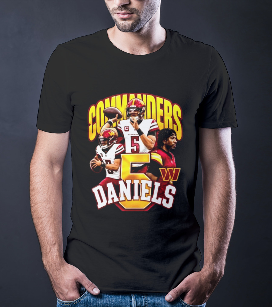 Commander Football Number 5 Jayden Daniels W T-Shirt