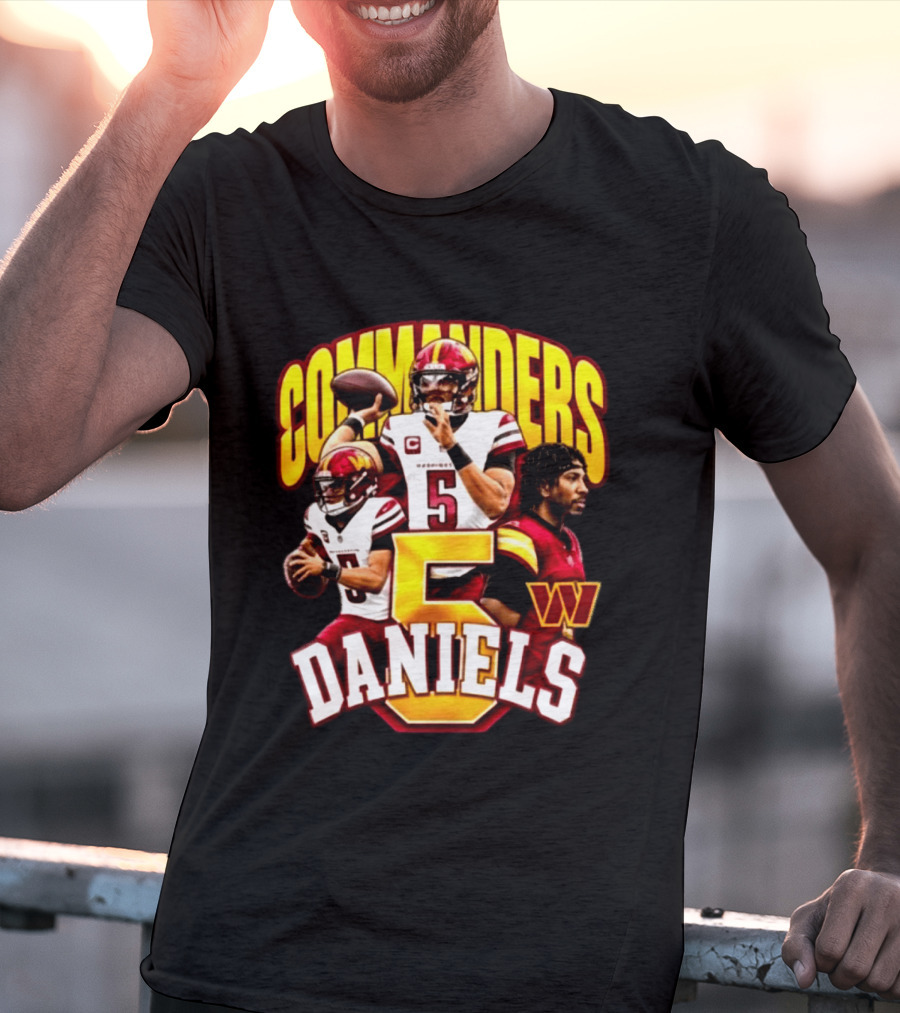 Commander Football Number 5 Jayden Daniels W T-Shirt