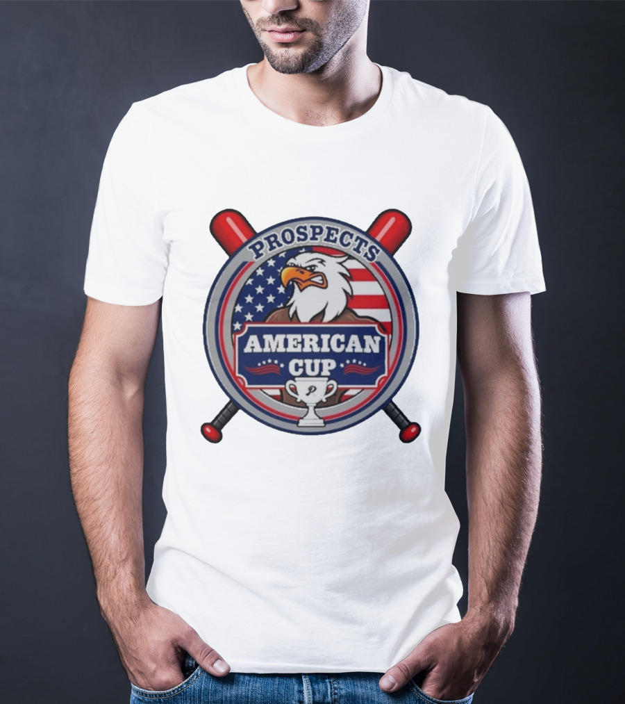 Prospects American Cup Eagle Emblem With USA Flag And Trophy T-Shirt