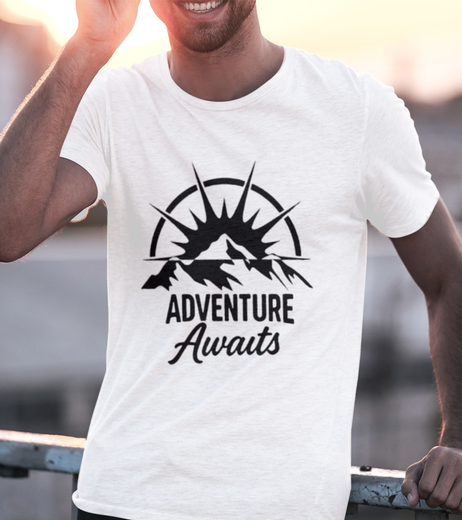 Adventure Awaits Mountain Sun Hiking Outdoors Exploration T-Shirt