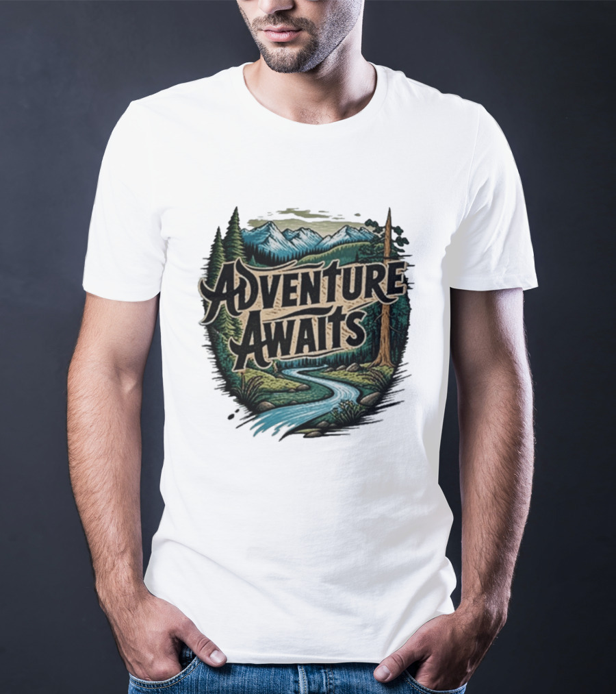 Adventure Awaits Scenic Nature Camping Family Summer Wanderlust Vacation T-Shirt