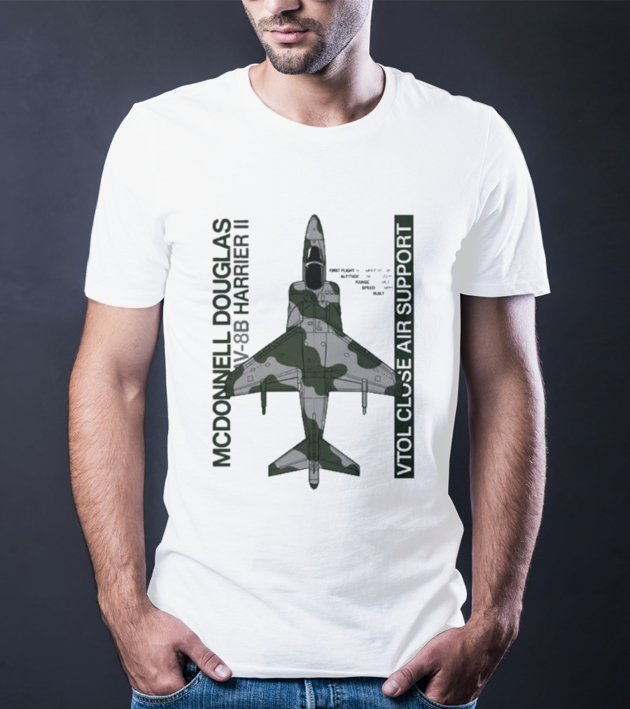 McDonnell Douglas AV 8B Harrier II VTOL Close Air Support T-Shirt