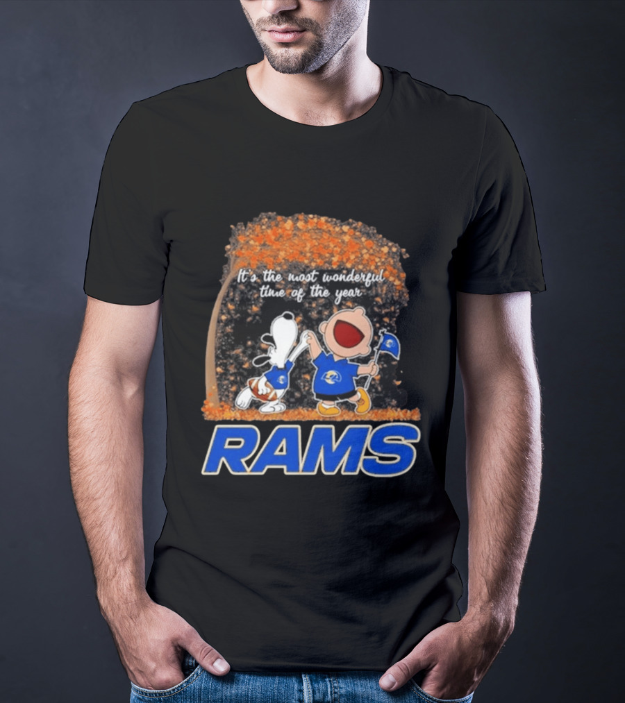 Los Angeles Rams Snoopy Charlie Brown It's The Most Wonderful Time Of The Year 2026 T-Shirt