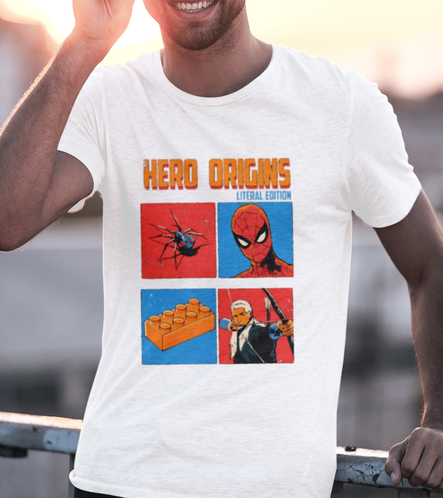 Hero Origins Spider Man Literal Edition Block Archer Spider T-Shirt