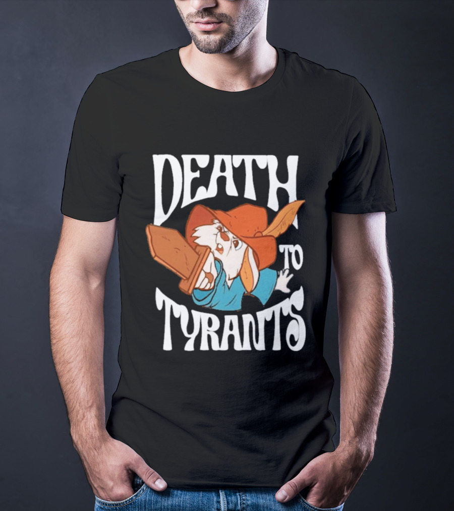 Skippy Rabbit Death To Tyrants Fearless Revolution Cartoon Rabbit T-Shirt