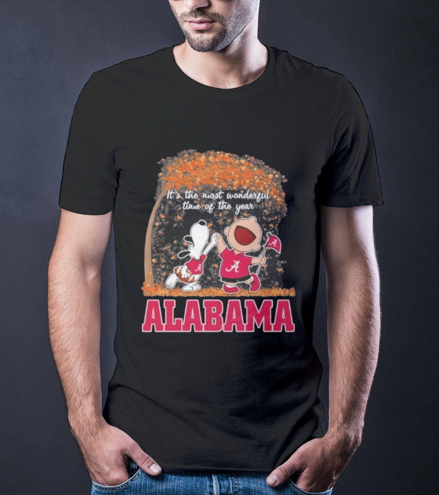 Alabama Crimson Tide Snoopy Charlie Brown It's The Most Wonderful Time Of The Year T-Shirt