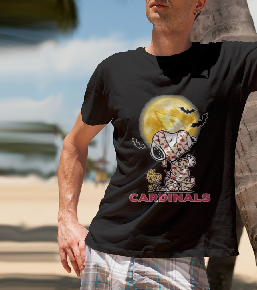 Arizona Cardinals Snoopy Woodstock Halloween Holiday 2026 Moon Bats T-Shirt