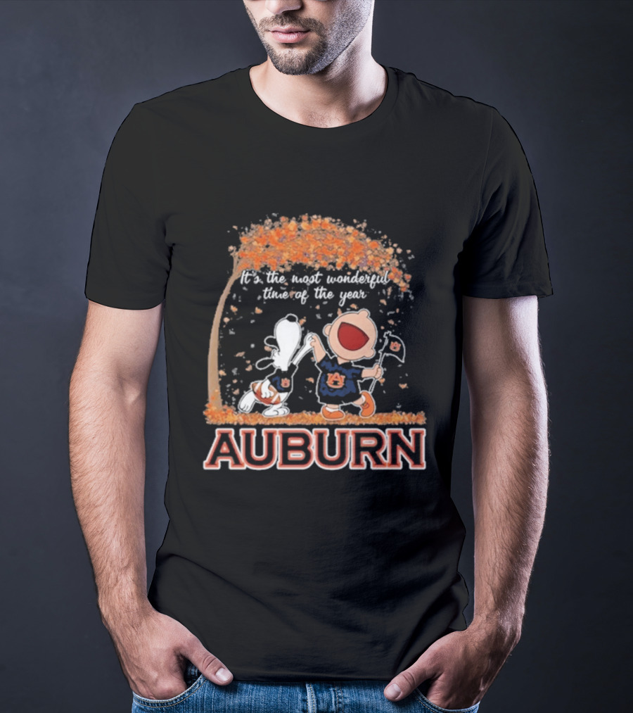 Auburn Tigers Snoopy Charlie Brown Dancing 2026 Most Wonderful Time Of The Year T-Shirt