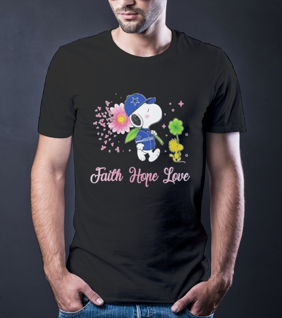 Dallas Cowboys Snoopy 2026 Breast Cancer Awareness Faith Hope Love T-Shirt