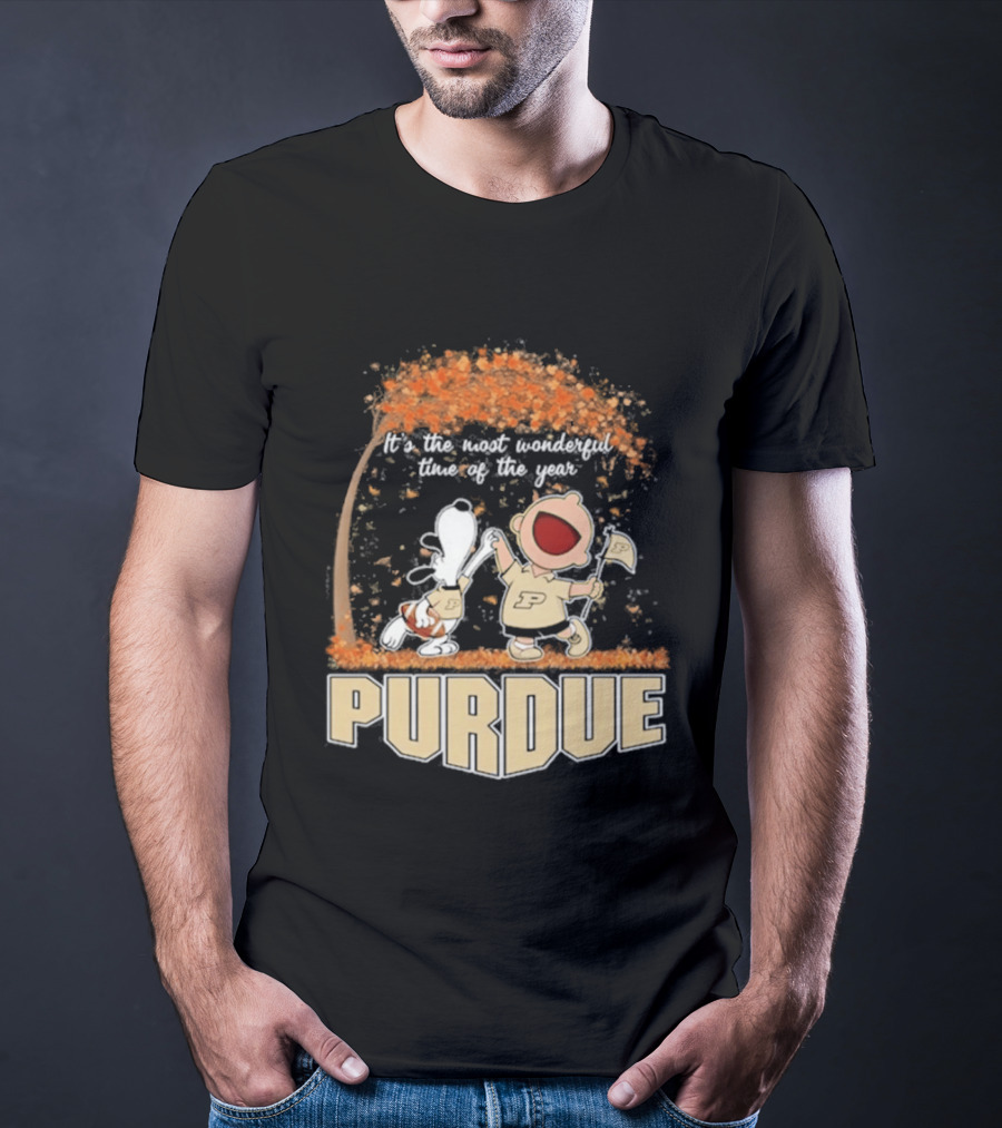 Purdue Boilermakers Snoopy Charlie Brown 2026 Most Wonderful Time Of The Year T-Shirt
