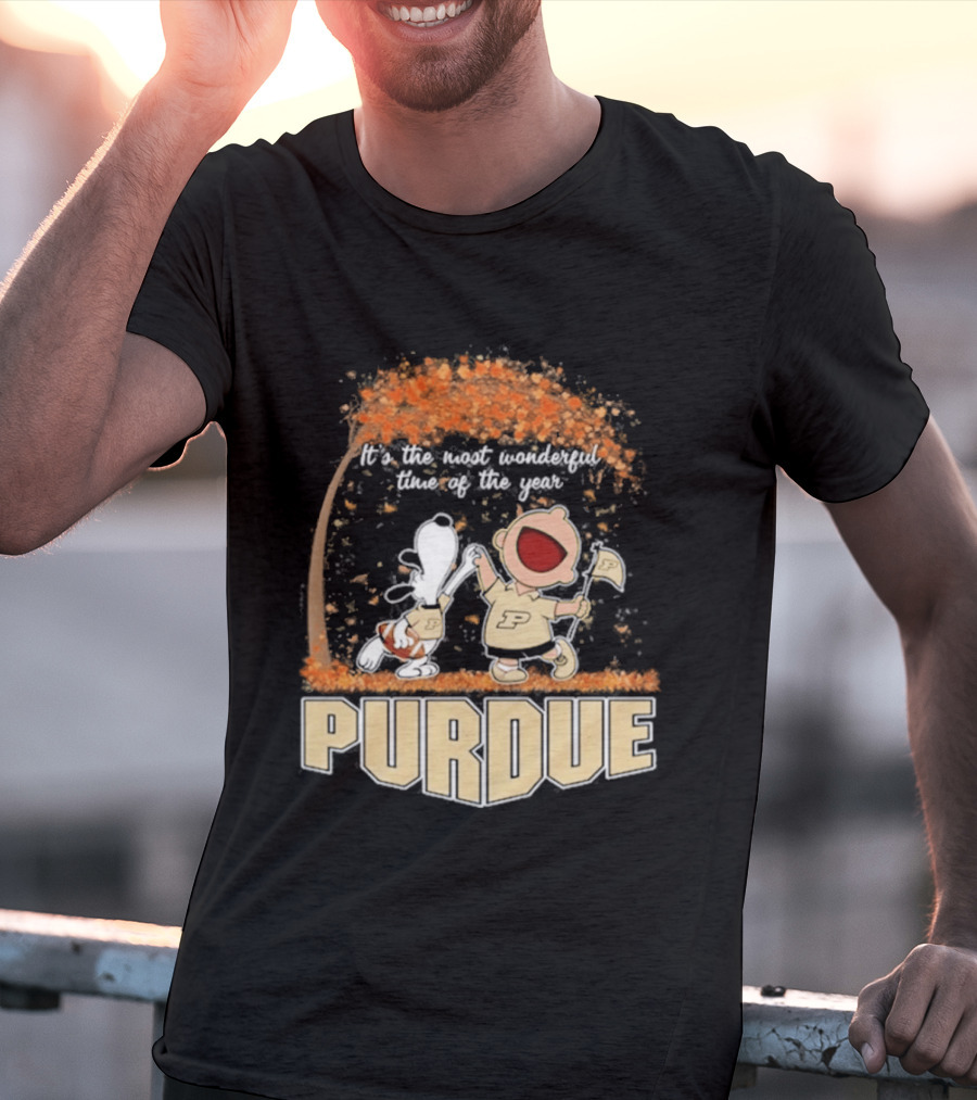Purdue Boilermakers Snoopy Charlie Brown 2026 Most Wonderful Time Of The Year T-Shirt