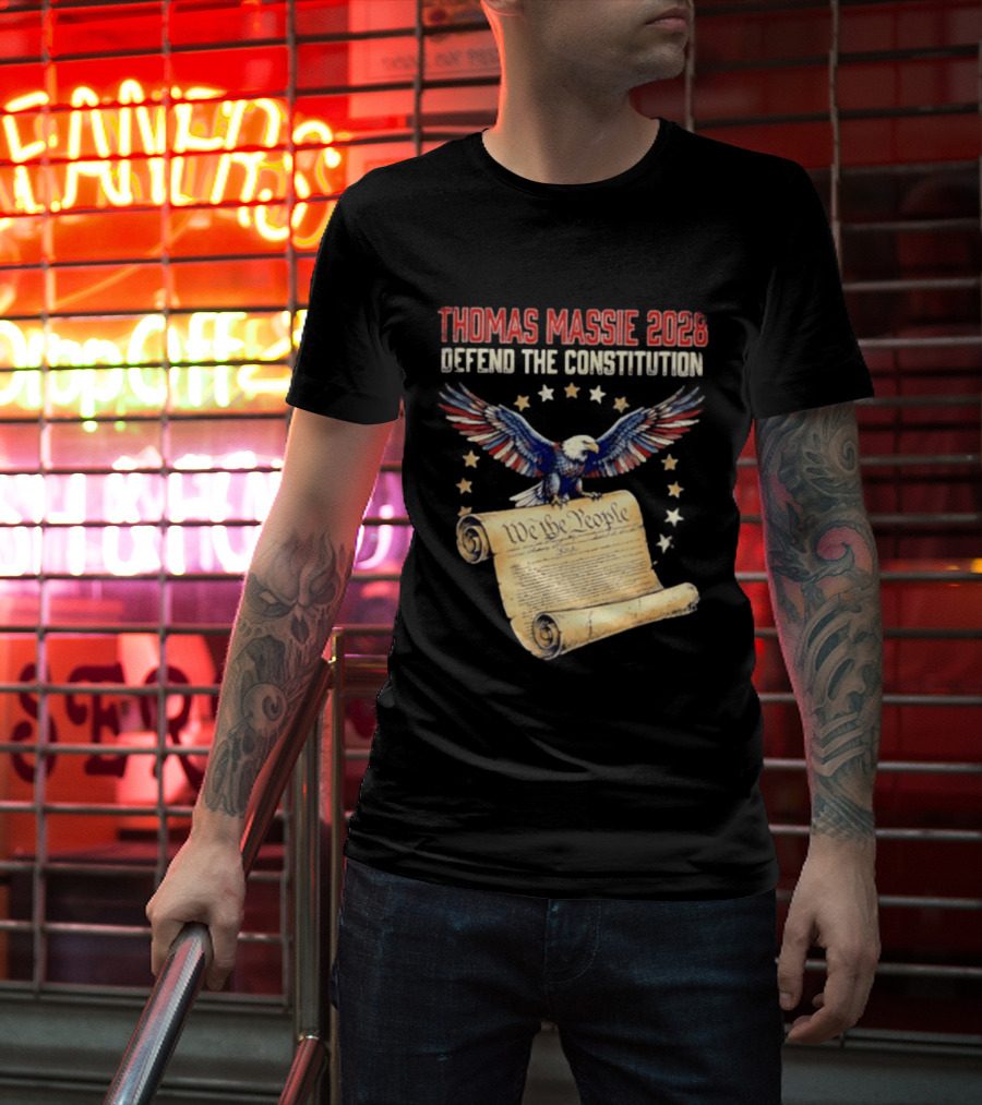 Thomas Massie 2028 Defend The Constitution We The People Bald Eagle Stars Patriotic Election Movement T-Shirt