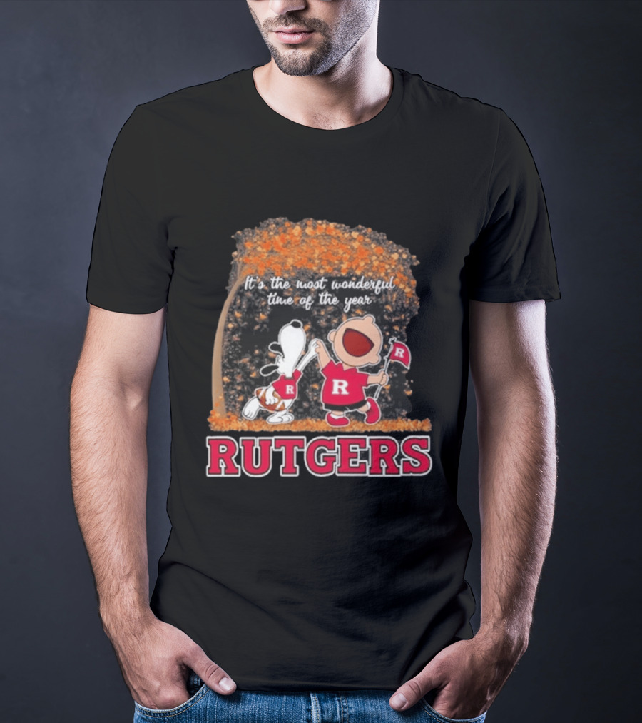 Rutgers Scarlet Knights Snoopy Charlie Brown It's The Most Wonderful Time Of The Year 2026 T-Shirt