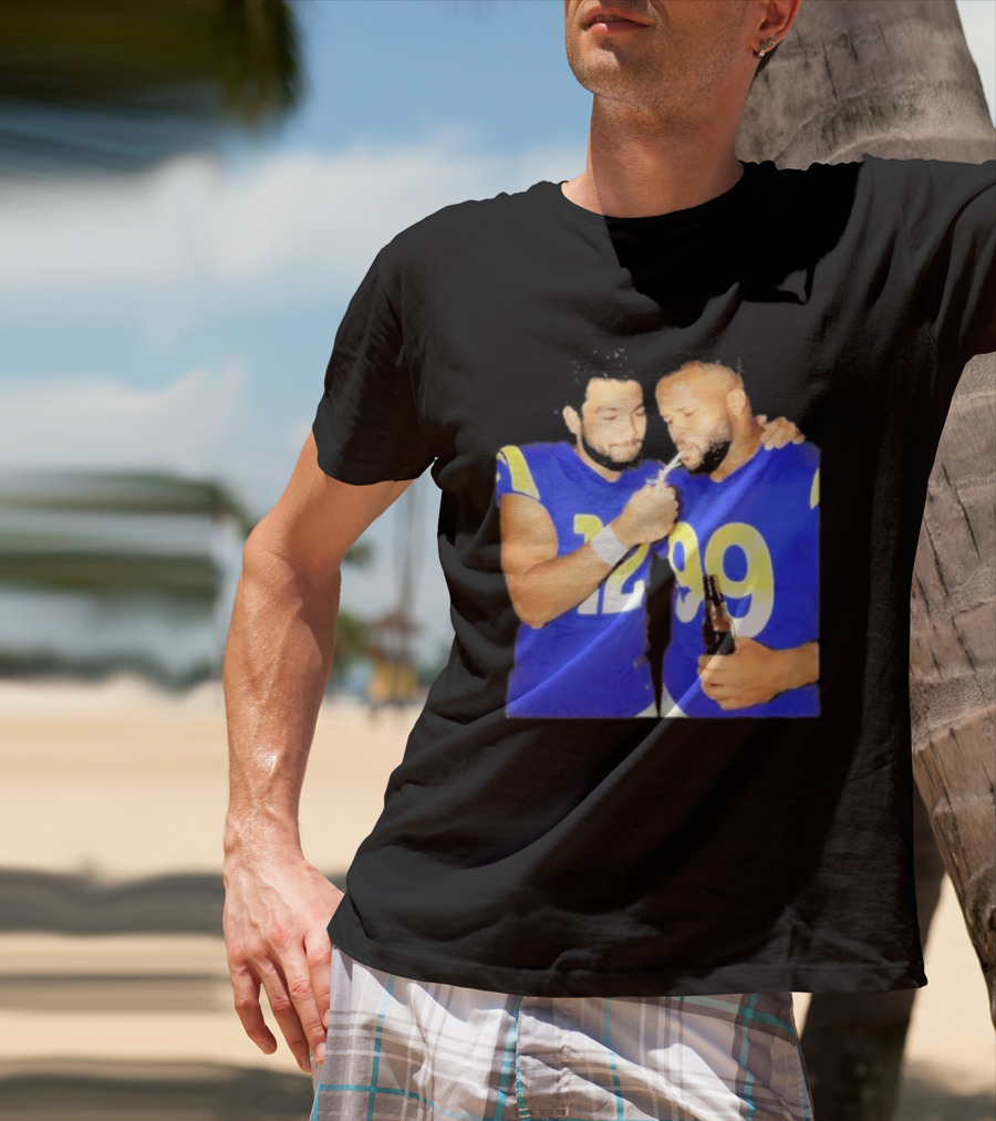 Los Angeles Rams Puka Nacua Aaron Donald Smoking Drinking NFL Football Team Players T-Shirt