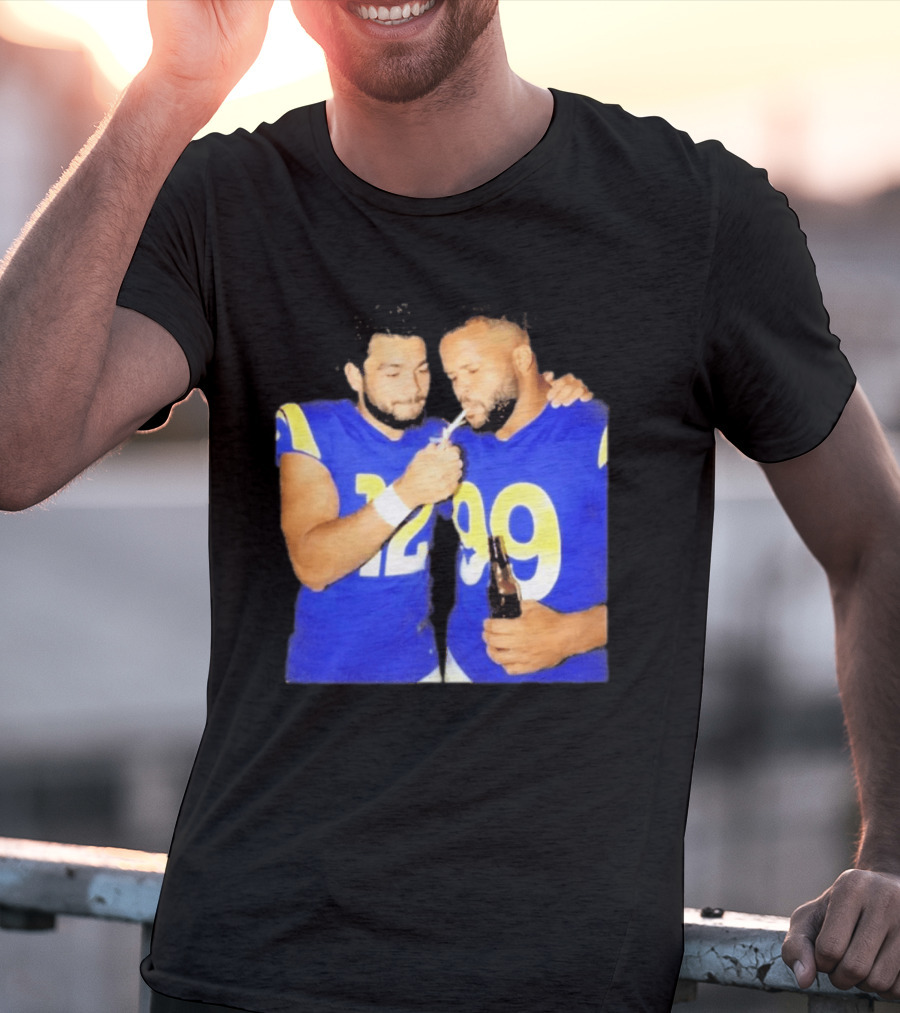 Los Angeles Rams Puka Nacua Aaron Donald Smoking Drinking NFL Football Team Players T-Shirt