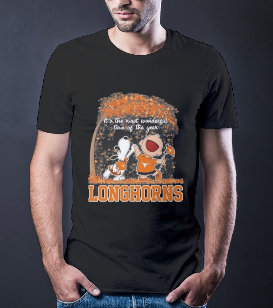 Texas Longhorns Snoopy Charlie Brown Most Wonderful Time Of The Year T-Shirt