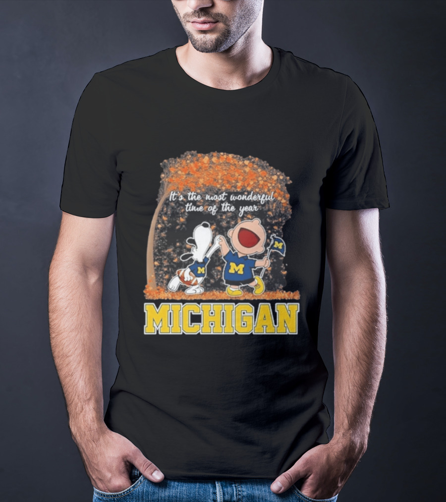 Michigan Wolverines Snoopy Charlie Brown 2026 Most Wonderful Time T-Shirt