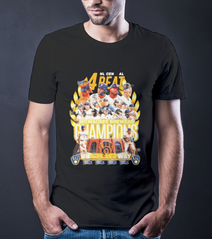 Milwaukee Brewers Champions 4peat NL Central Win Our Way T-Shirt