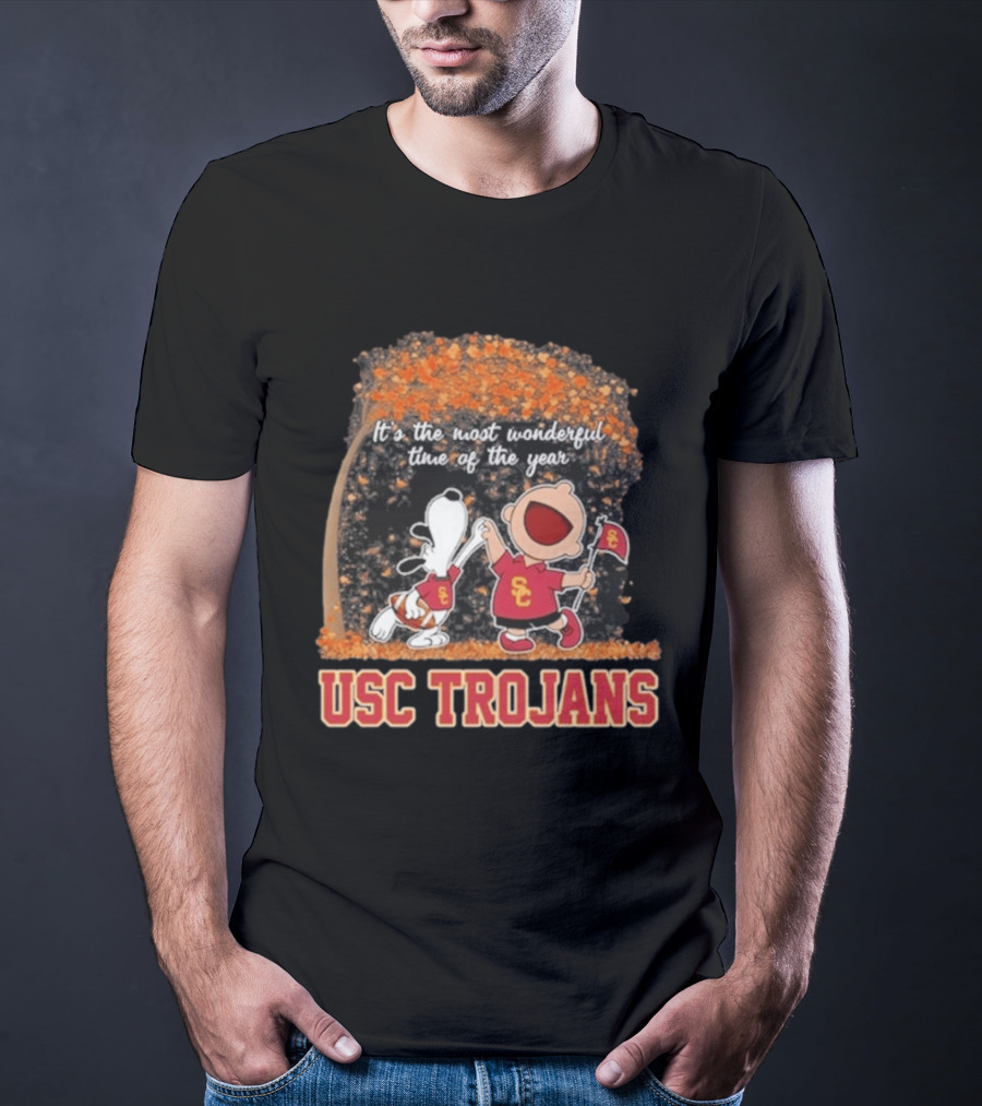 USC Trojans Snoopy Charlie Brown Dancing 2026 Most Wonderful Time Of The Year T-Shirt