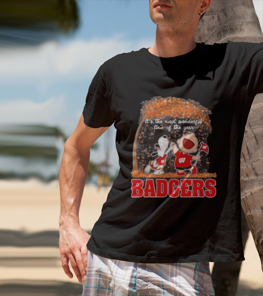 Wisconsin Badgers Snoopy Charlie Brown It's The Most Wonderful Time Of The Year 2026 T-Shirt