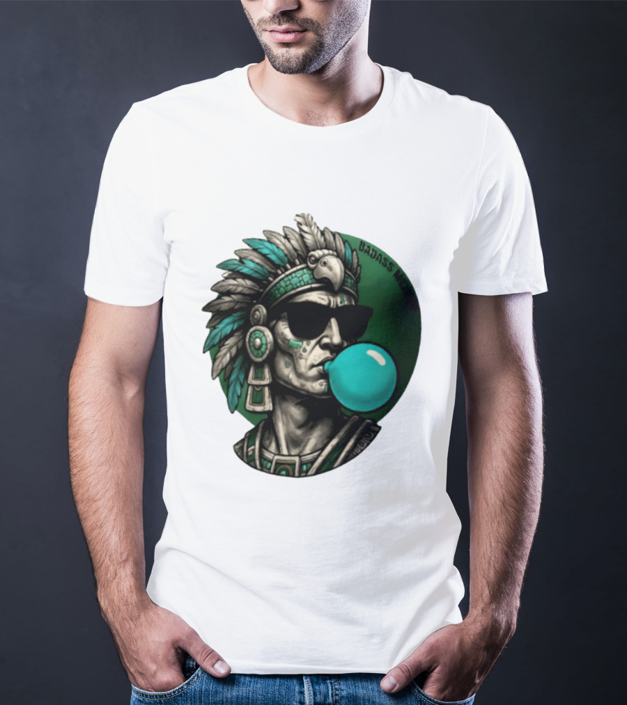 Aztec Warrior With Sunglasses Chewing Bubble Gum Badass Mexicans T-Shirt