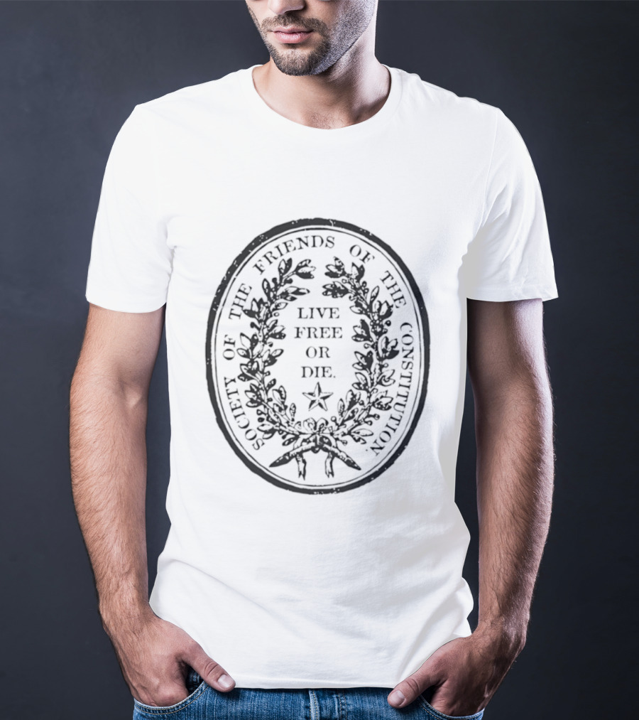 Society Of The Friends Of The Constitution Live Free Or Die Star Wreath T-Shirt
