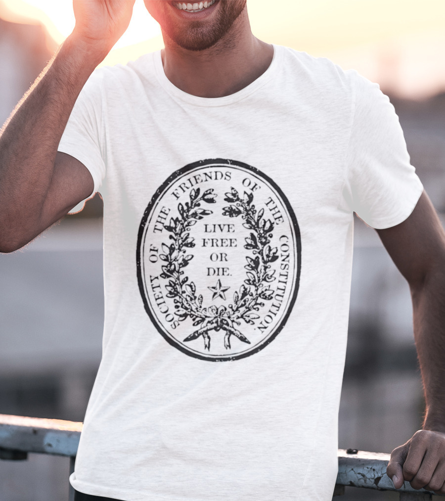 Society Of The Friends Of The Constitution Live Free Or Die Star Wreath T-Shirt