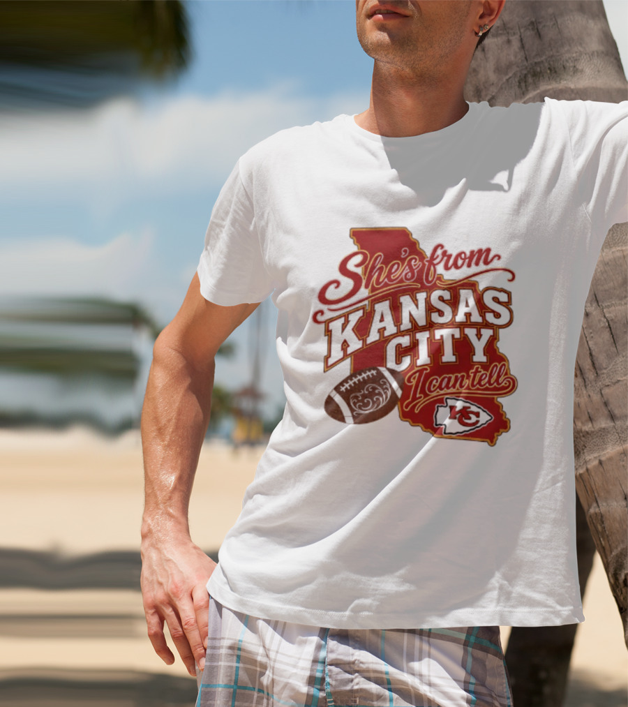 She's From Kansas City Chiefs I Can Tell Football Design With KC Logo And Map T-Shirt