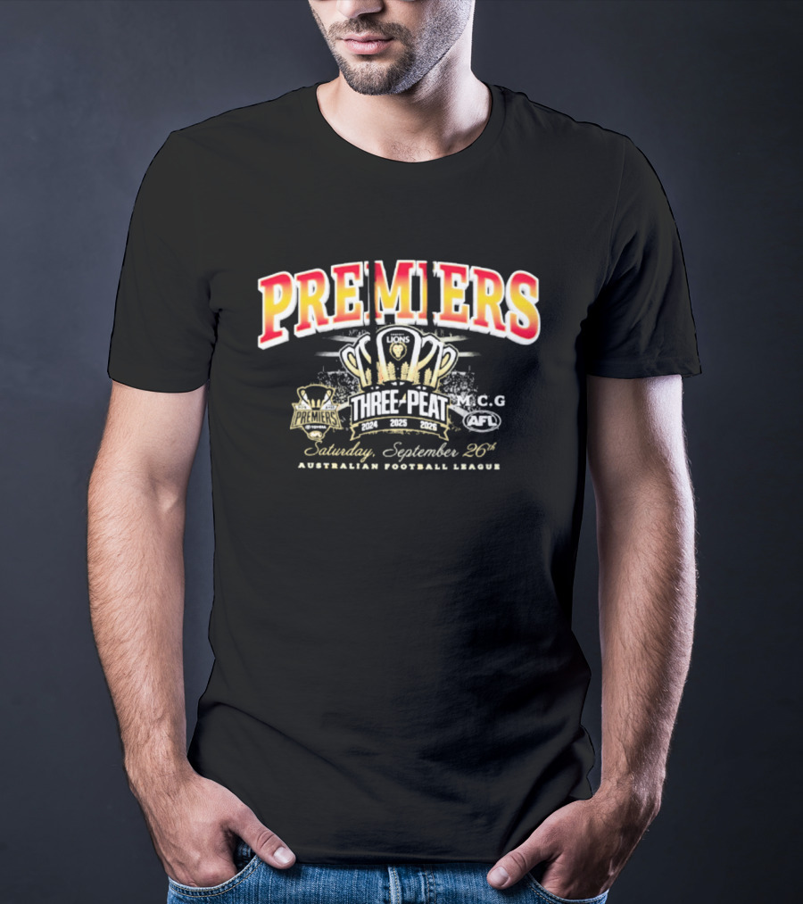 AFL Premiers Three Peat September 26 2026 Cup Winner Celebration T-Shirt