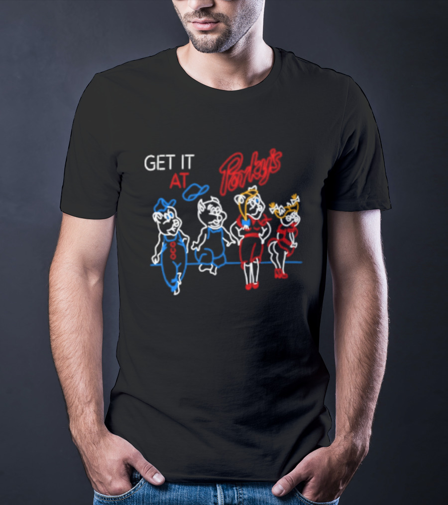 GET IT AT PORKY'S 80s MOVIE NEON SIGN CHARACTERS T-Shirt