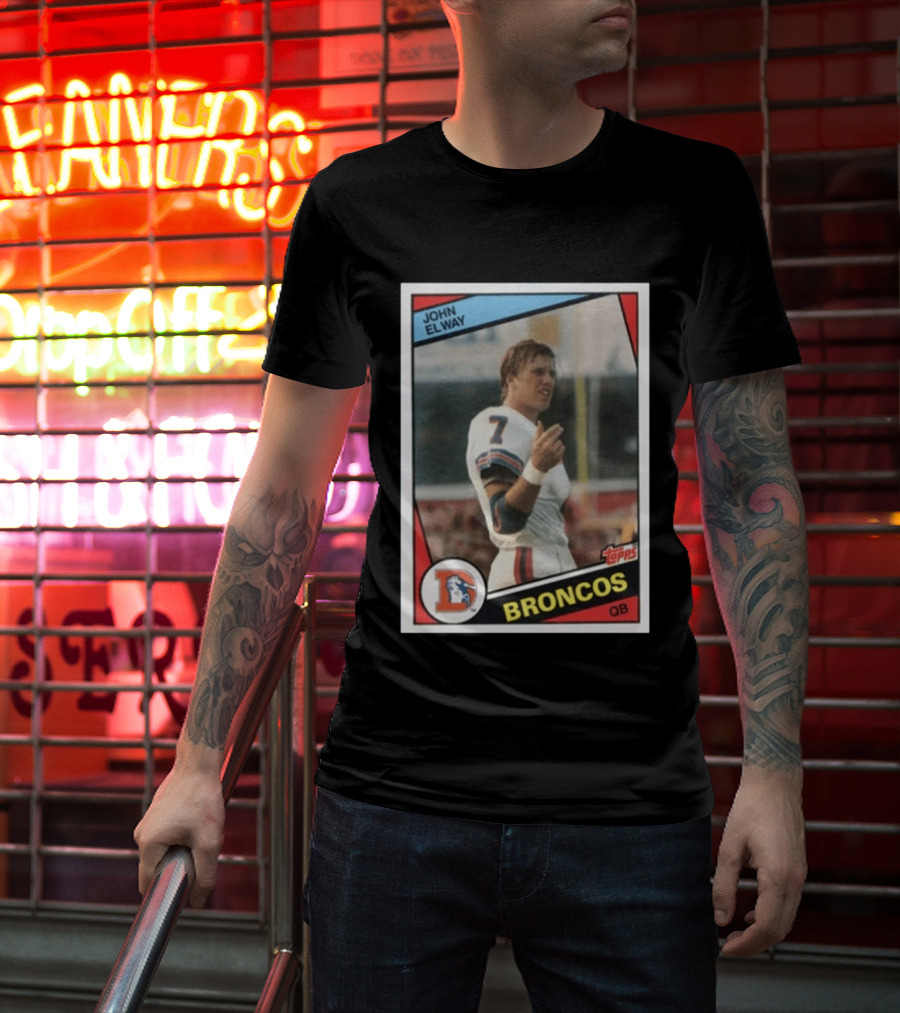 Brandon Perna John Elway Broncos Topps Card NFL QB T-Shirt