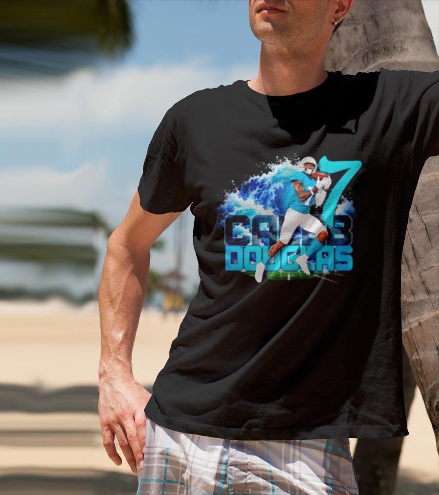 Caleb Douglas Miami Dolphins Tidal Wave Football Player Number 7 T-Shirt