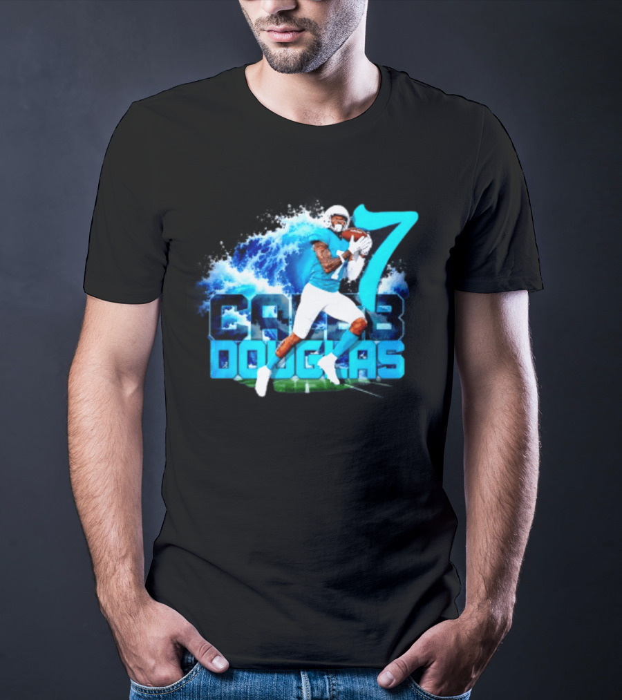 Caleb Douglas Miami Dolphins Tidal Wave Football Player Number 7 T-Shirt