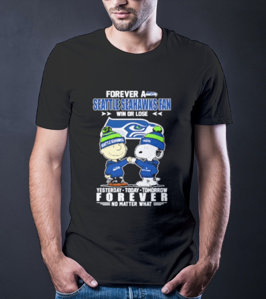 Forever A Seattle Seahawks Fan Win Or Lose Charlie Brown And Snoopy 2026 T-Shirt