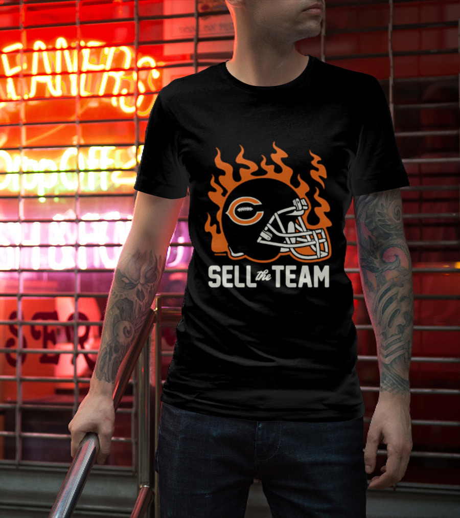 Chicago Bears Sell The Team Flaming Helmet T-Shirt