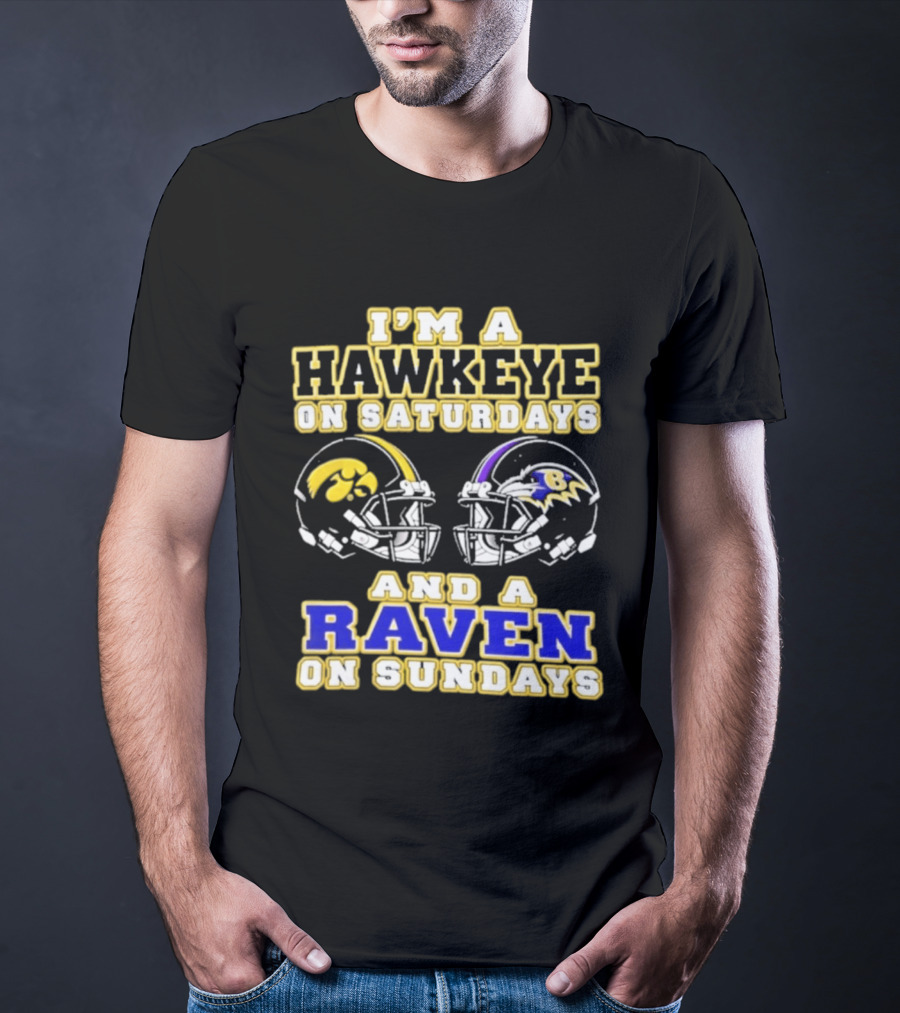 I'm A Hawkeye On Saturdays And A Raven On Sundays 2026 Helmet T-Shirt